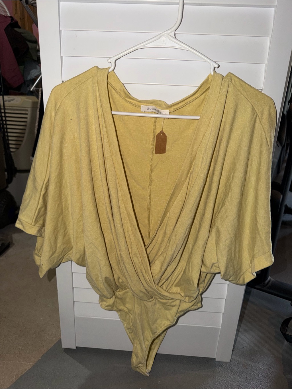 Bucketlist Lemon Yellow Wrap-Front Bodysuit